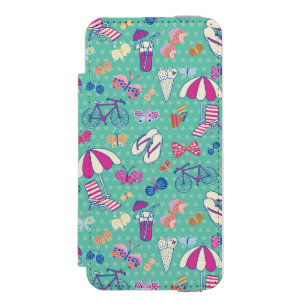 Beautiful Pattern With Summer Elements iPhone SE/5/5s Wallet Case