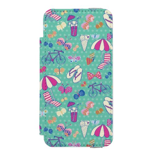 Beautiful Pattern With Summer Elements iPhone SE55s Wallet Case