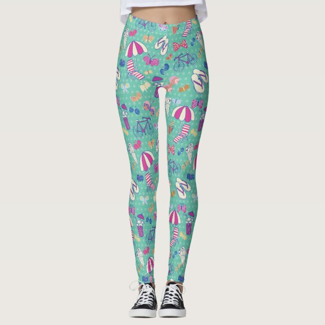 Beautiful Pattern With Summer Elements Leggings (Front)
