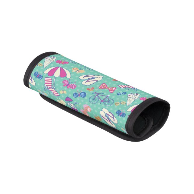 Beautiful Pattern With Summer Elements Luggage Handle Wrap (Angled)