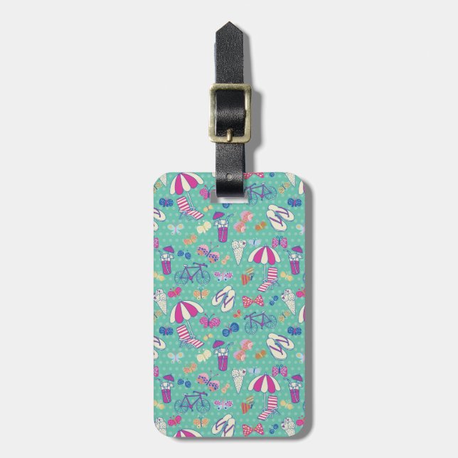 Beautiful Pattern With Summer Elements Luggage Tag (Front Vertical)