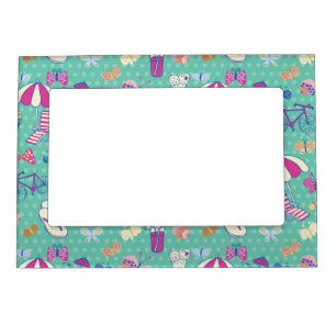 Beautiful Pattern With Summer Elements Magnetic Photo Frame