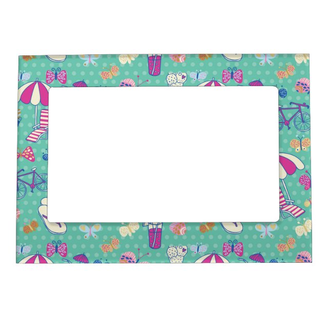 Beautiful Pattern With Summer Elements Magnetic Photo Frame (Front)