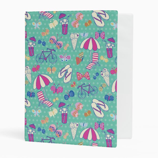 Beautiful Pattern With Summer Elements Mini Binder (Front/Inside)