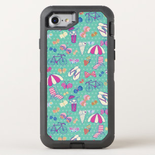Beautiful Pattern With Summer Elements OtterBox Defender iPhone SE/8/7 Case