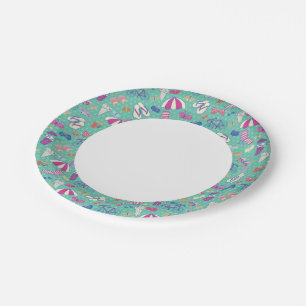 Beautiful Pattern With Summer Elements Paper Plates