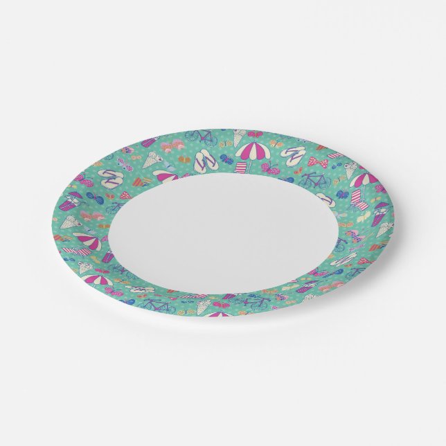 Beautiful Pattern With Summer Elements Paper Plates (Angled)