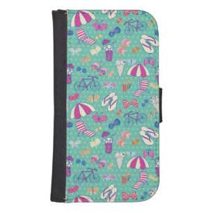 Beautiful Pattern With Summer Elements Wallet Phone Case For Samsung Galaxy S4
