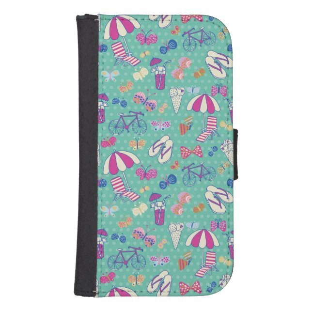 Beautiful Pattern With Summer Elements Samsung Galaxy Wallet Case (Front)