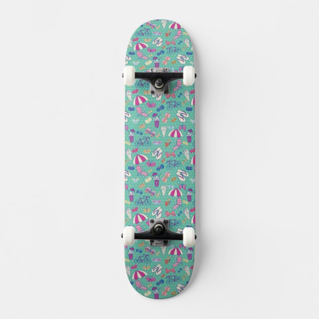 Beautiful Pattern With Summer Elements Skateboard Deck (Front)