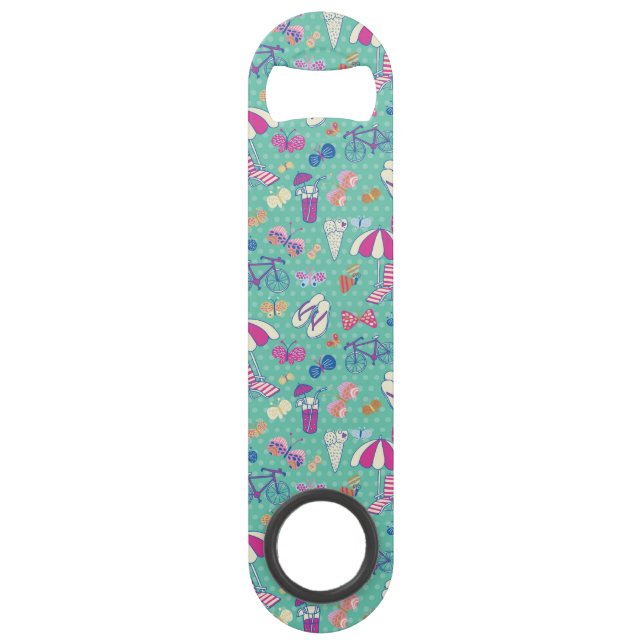 Beautiful Pattern With Summer Elements Speed Bottle Opener (Front)