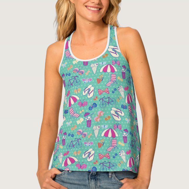 Beautiful Pattern With Summer Elements Tank Top (Front)