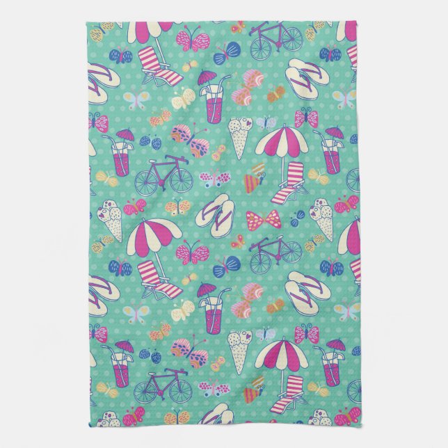 Beautiful Pattern With Summer Elements Towel (Vertical)