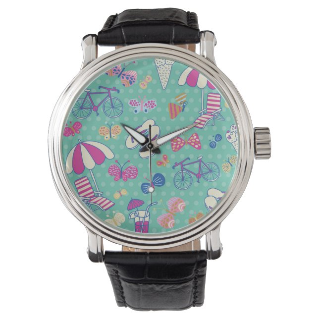Beautiful Pattern With Summer Elements Watch (Front)