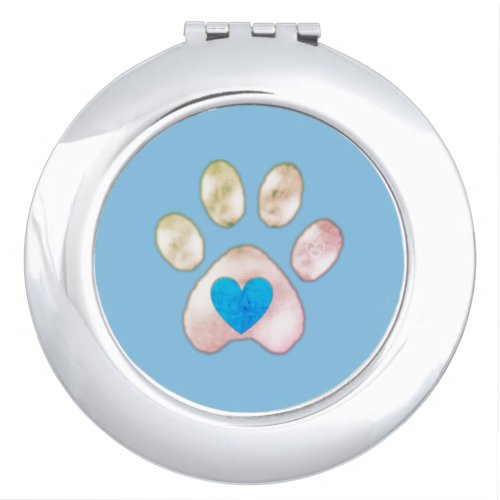 Beautiful Paw with Heart Compact Mirror