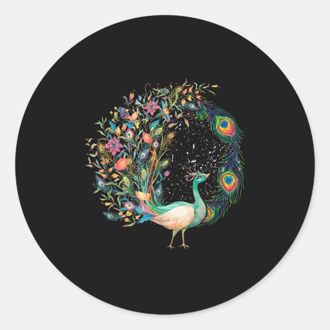 Beautiful Pea _ Colorful Bird _ Pea Feathers  Classic Round Sticker (Front)