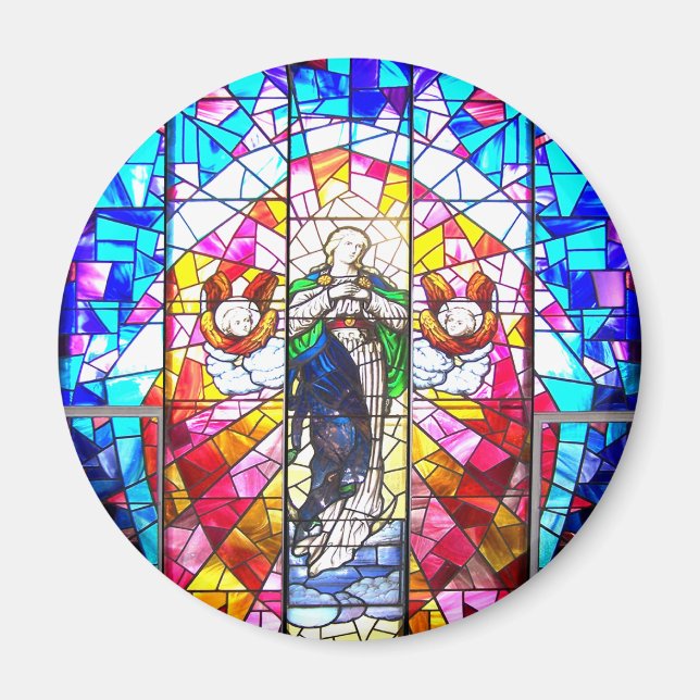 Beautiful Peaceful Colorful painted glass Angels Magnet (Front)