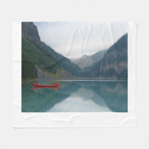 Beautiful Peaceful Lake Red Canoe Boat Fleece Blanket