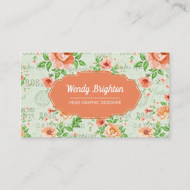 Beautiful Peach Color Flowers Business Card (Front)
