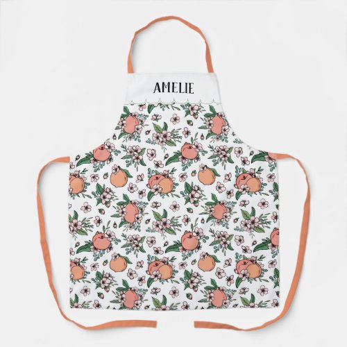 Beautiful Peach Pattern With Your Name Apron