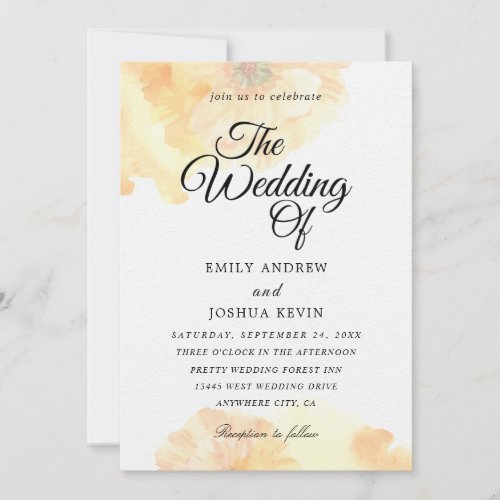 beautiful peach watercolor wedding invitations