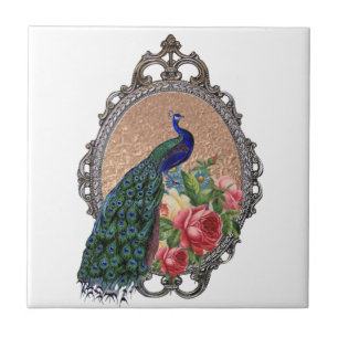 Beautiful peacock art, personalized ceramic tile