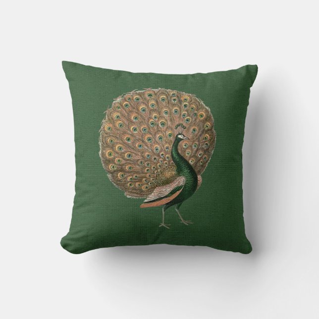Beautiful peacock art, personalized throw pillow (Front)