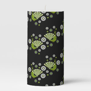 Beautiful Peacock Art Pillar Candle