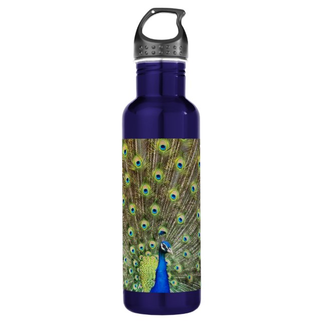 Beautiful peacock bird stainless steel water bottle (Front)