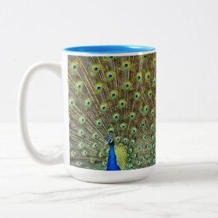 Beautiful peacock bird Two-Tone coffee mug