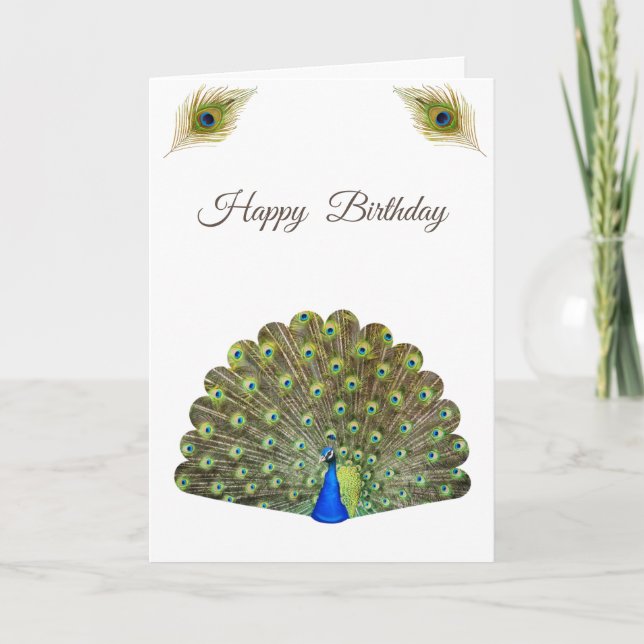 Beautiful Peacock Birthday Note Card (Front)