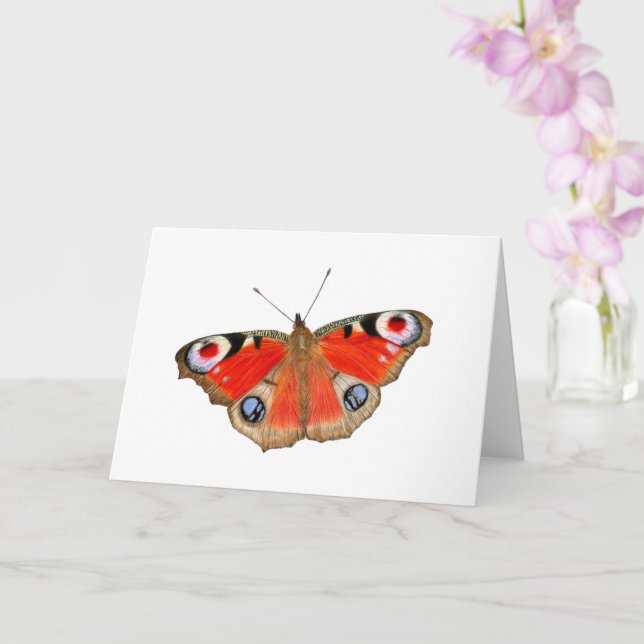 Beautiful Peacock Butterfly Card (Orchid)