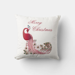 Beautiful Peacock Christmas Throw Pillow