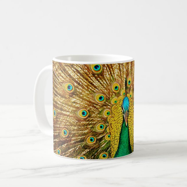 Beautiful Peacock Coffee Mug (Front Left)
