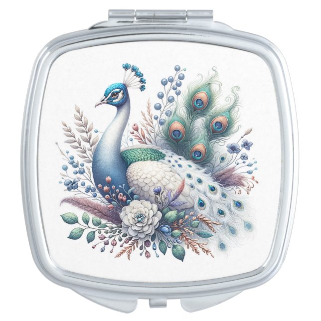 Beautiful Peacock Compact Mirror (Front)