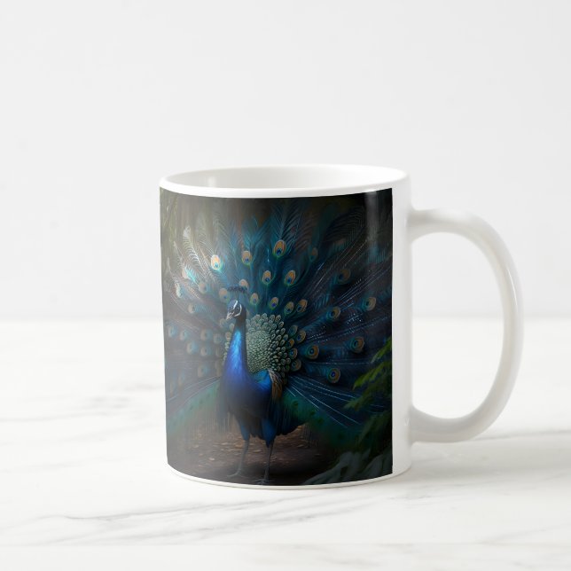 Beautiful Peacock Custom Personalize Dog Pet Photo Coffee Mug (Right)