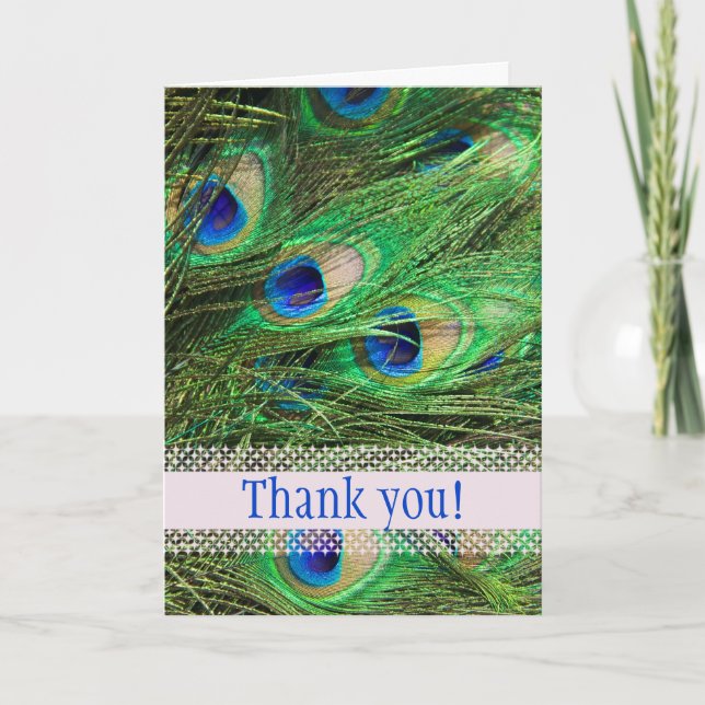 Beautiful Peacock Customizable Thank You Card (Front)