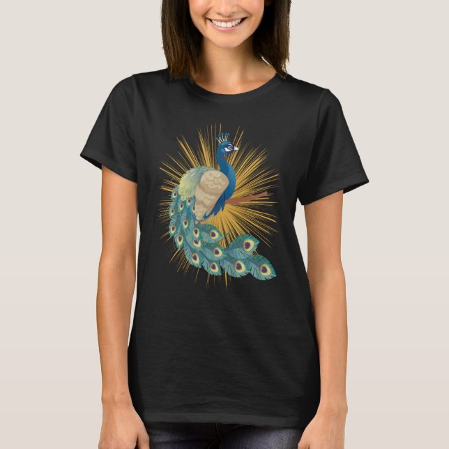 Beautiful Peacock Delightful Cheerful Animal T-Shirt (Front)