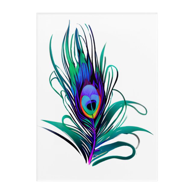 Beautiful Peacock Feather Acrylic Print (Front)
