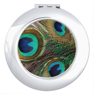 Beautiful Peacock Feather Compact Mirror