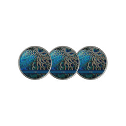 Beautiful Peacock Feather Eye Plumes Cluster   Golf Ball Marker
