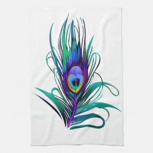 Beautiful Peacock Feather Kitchen Towel