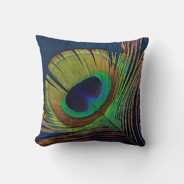 beautiful peacock feather original  photo art throw pillow (Front)