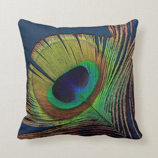 Beautiful Peacock Feather Original Photo Art Throw Pillow 