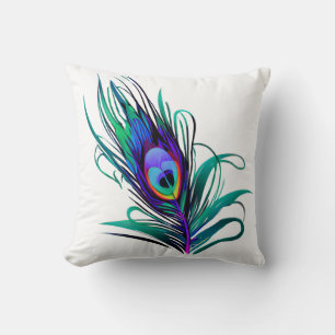 Beautiful Peacock Feather Throw Pillow