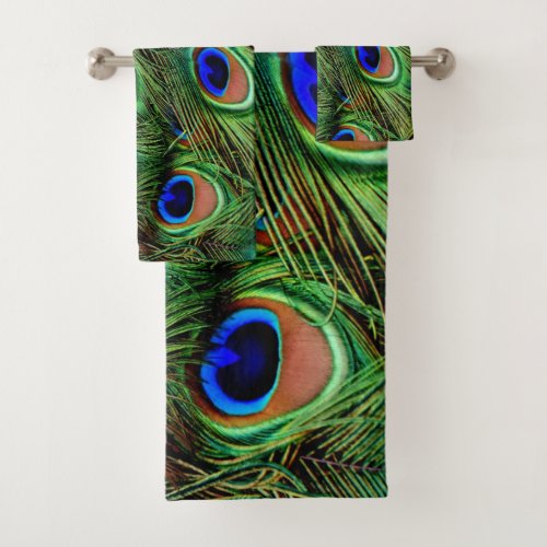 Beautiful Peacock Feathers  Bath Towel Set
