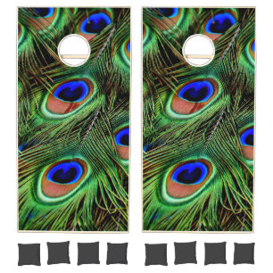 Beautiful Peacock Feathers Cornhole Set