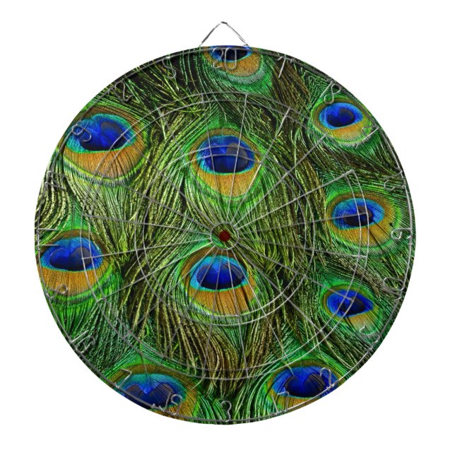 Beautiful Peacock Feathers Dartboard (Front)