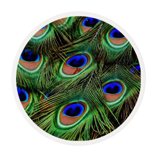 Beautiful Peacock Feathers  Edible Frosting Rounds