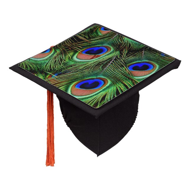 Beautiful Peacock Feathers  Graduation Cap Topper (Angled)